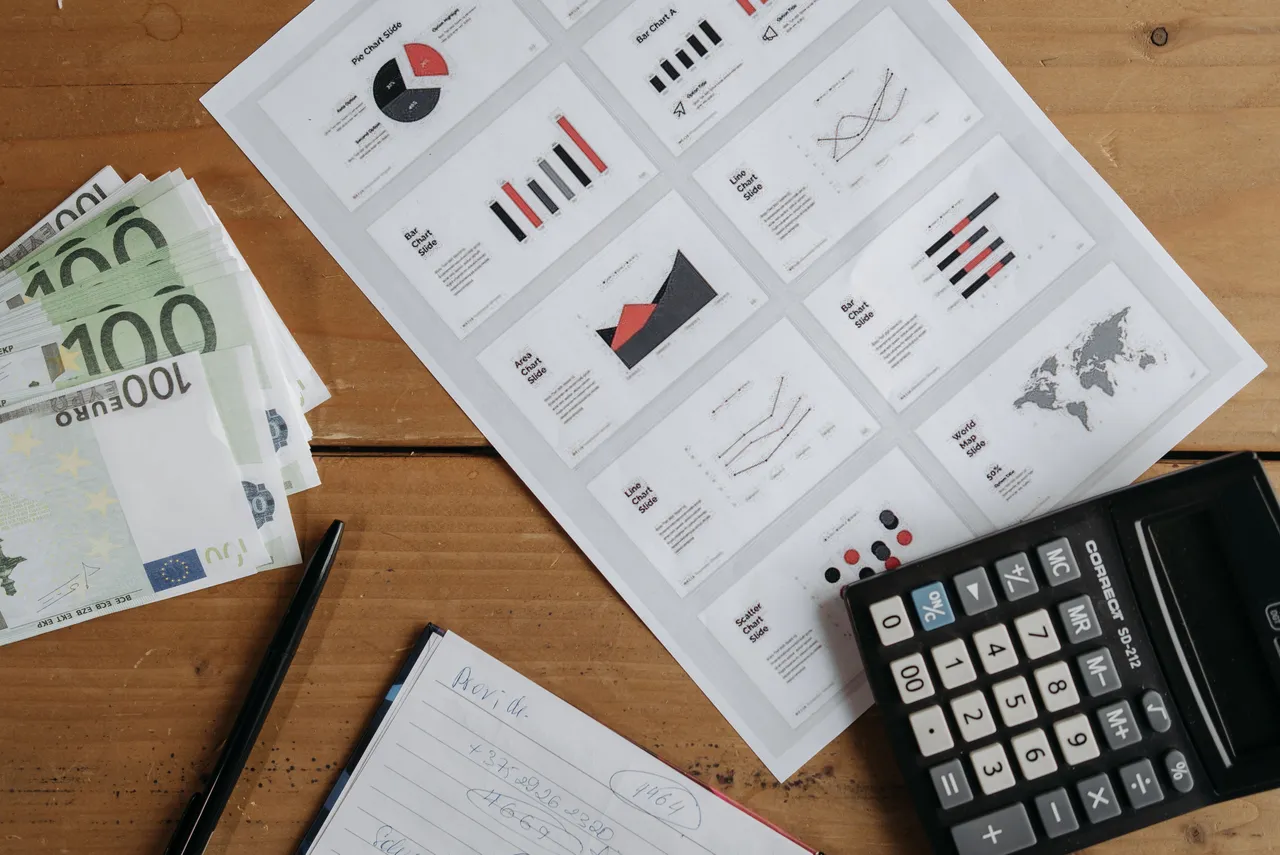 Business analytic and calculator on top of the table
