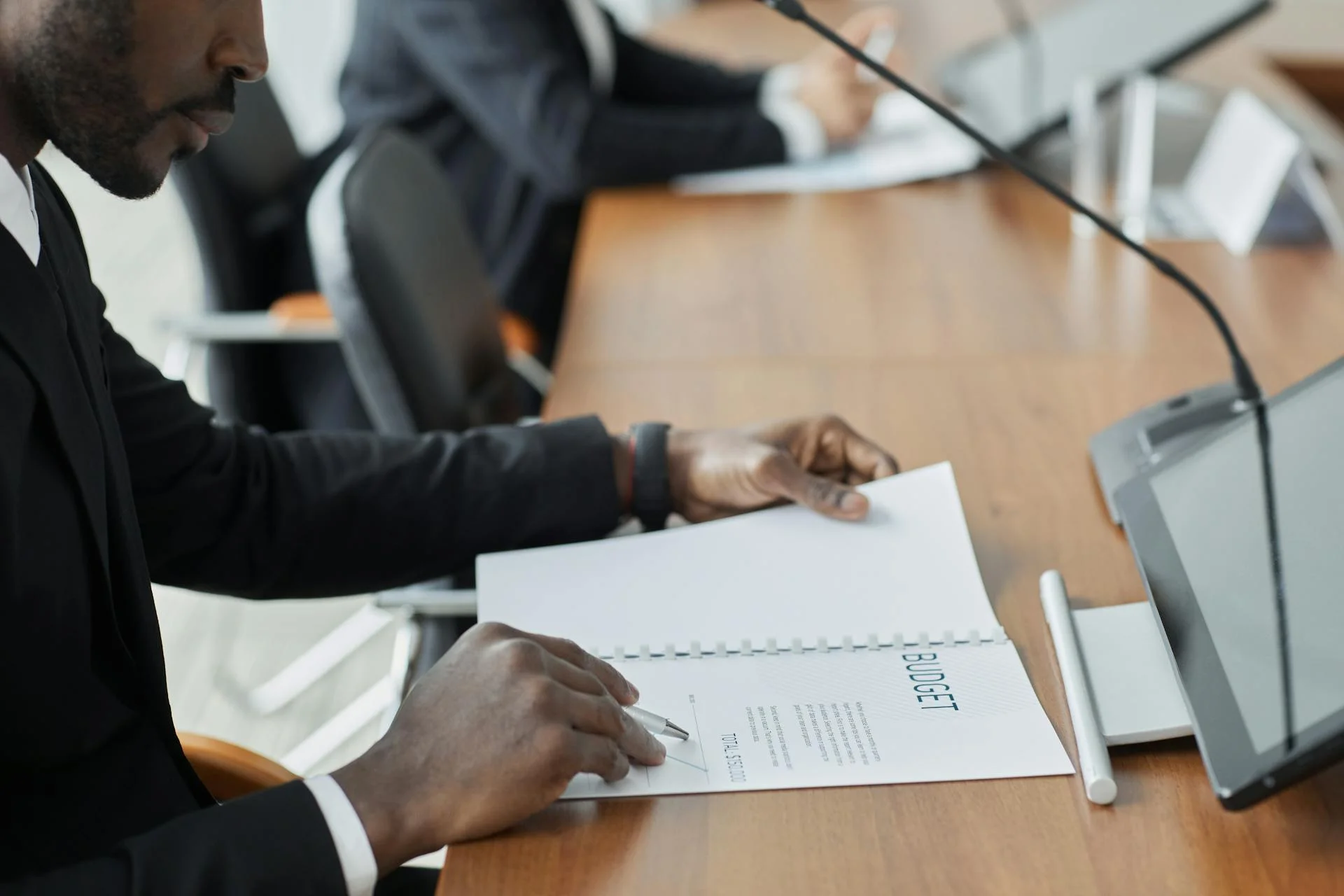 Business person looking at documents